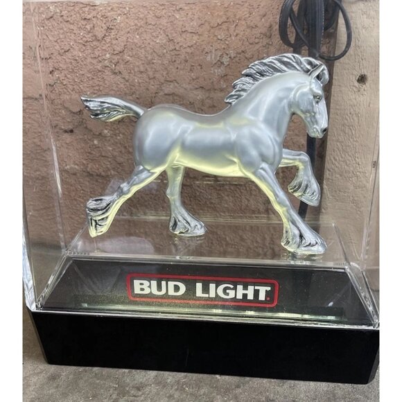 Vintage Budweiser Bud Light Silver Clydesdale Horse Lighted Beer Sign 1980s - Picture 5 of 12